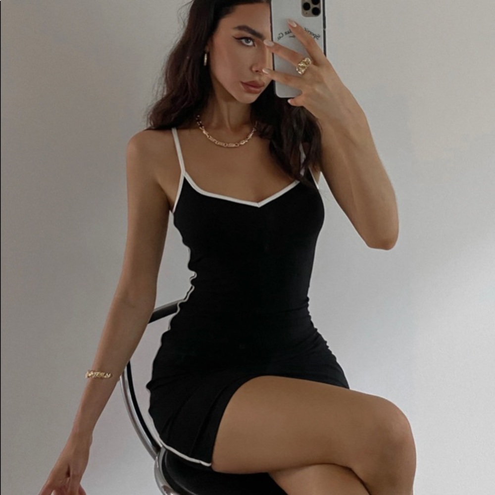Princess Polly ribbed bodycon black dress